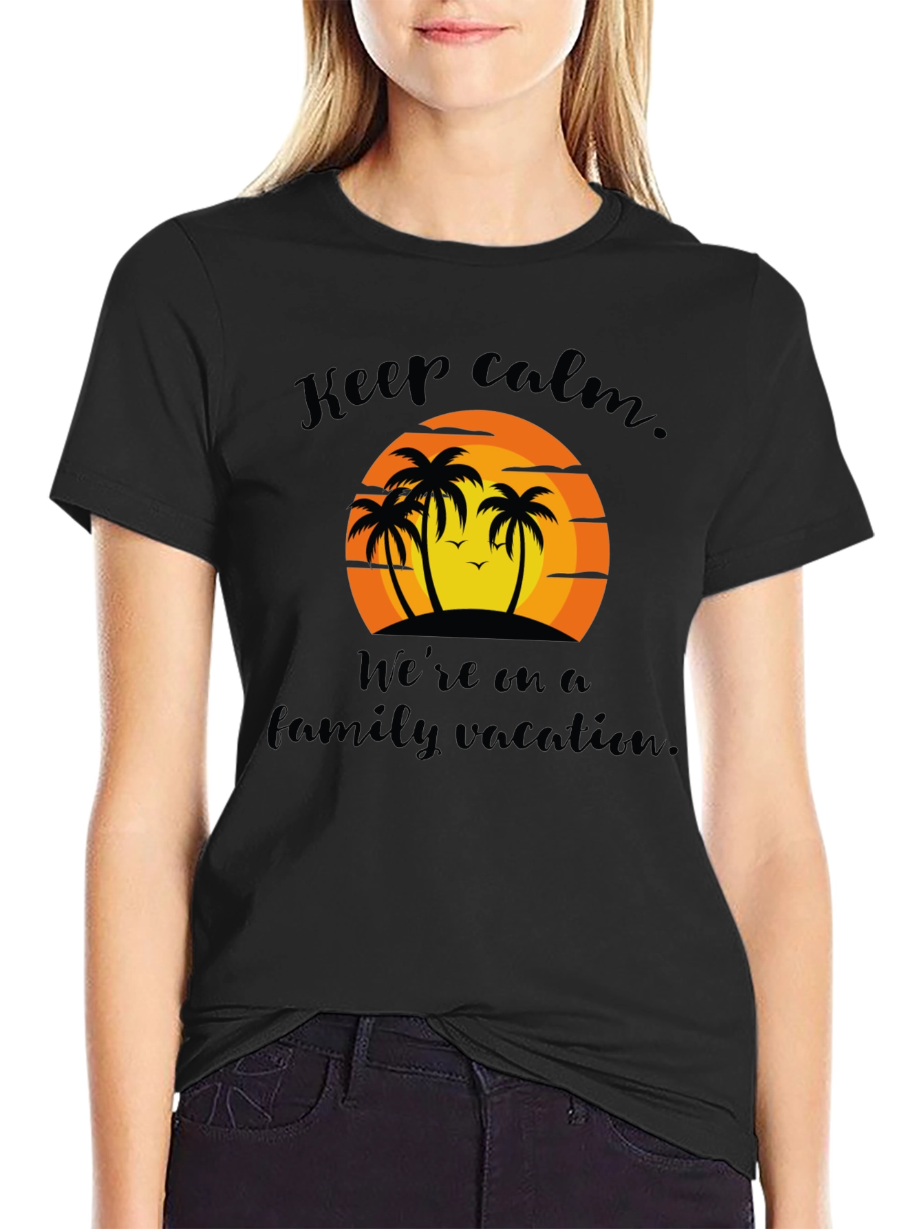 Keep Calm Family Vacation Black T-Shirt