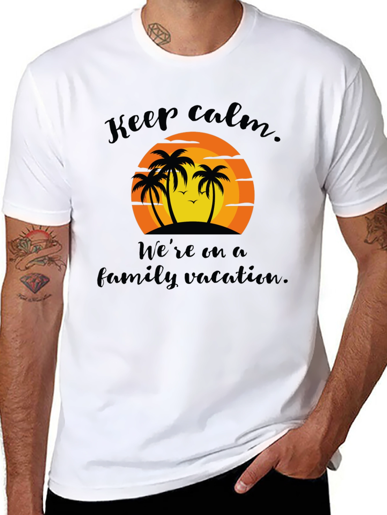 Keep Calm Family Vacation Black T-Shirt