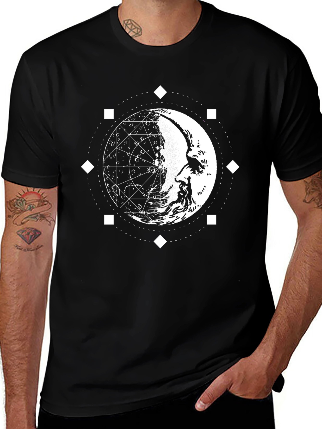 Mystic Moon Face Graphic Print Tee