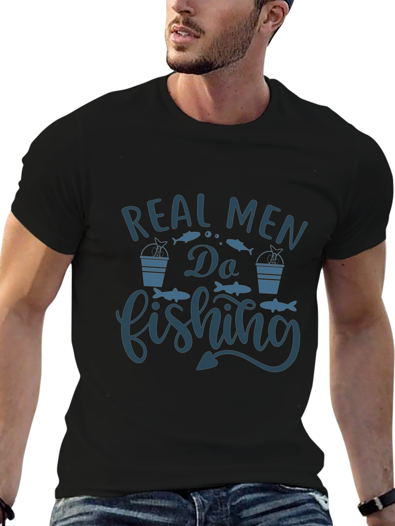 Real Men Do Fishing Graphic T-Shirt
