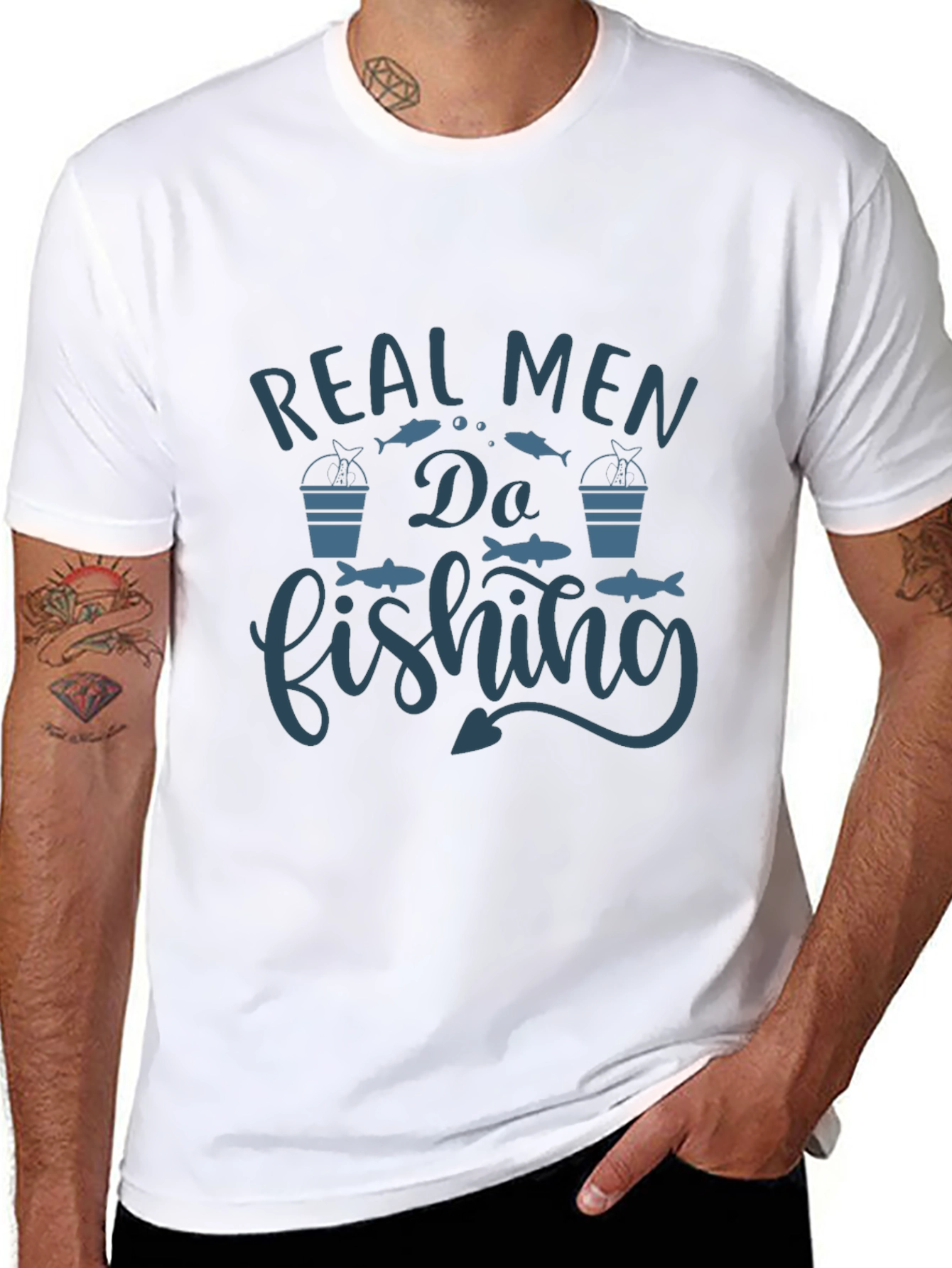 Real Men Do Fishing Graphic T-Shirt