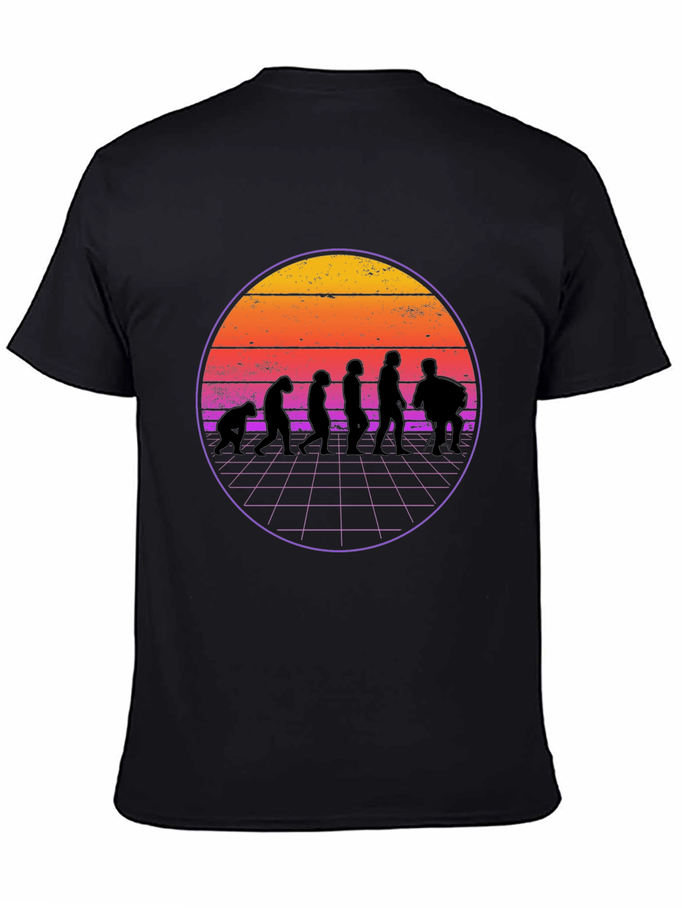 Retro Evolution T-Shirt - Mens Black Crew Neck Tee