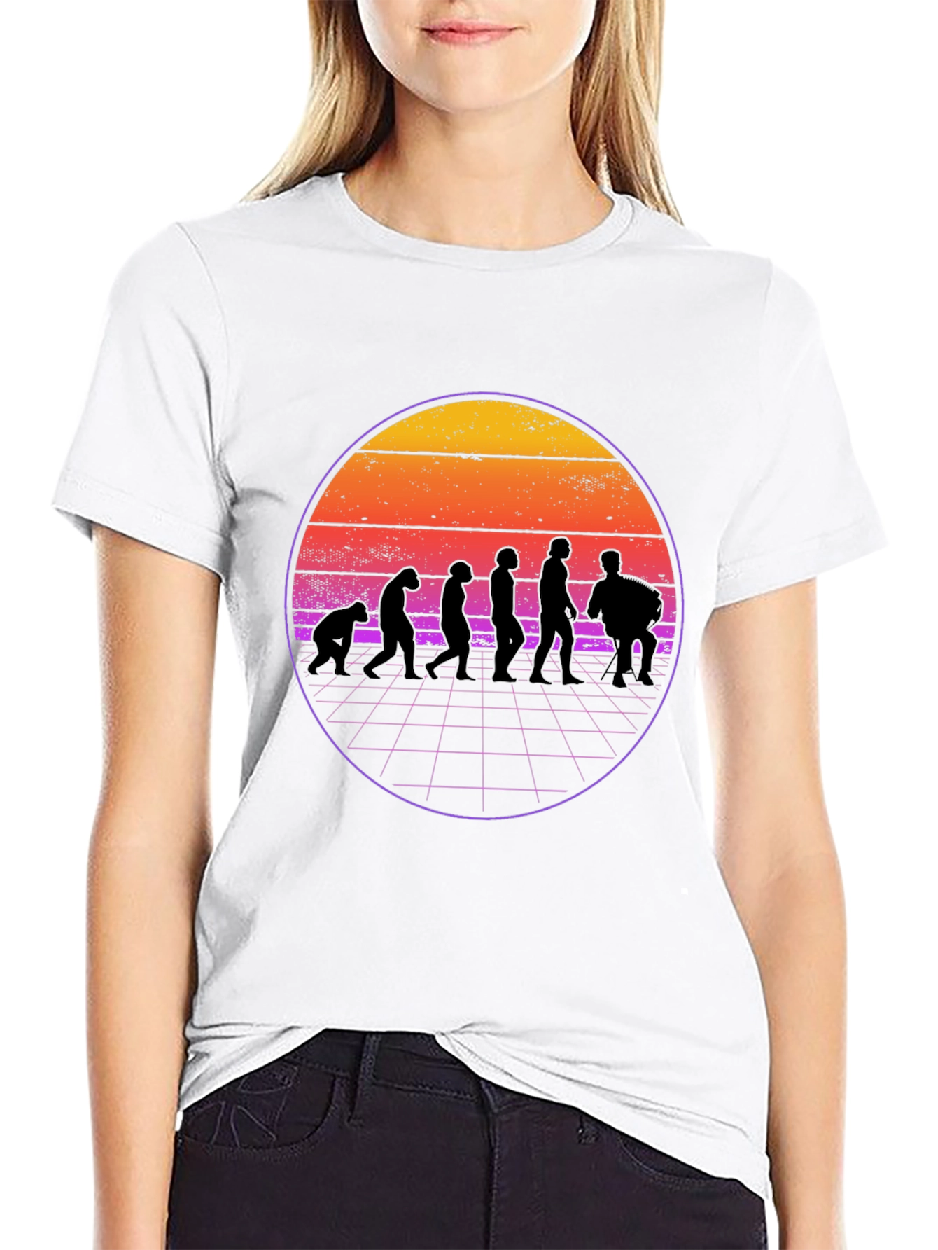 Retro Evolution T-Shirt - Mens Black Crew Neck Tee
