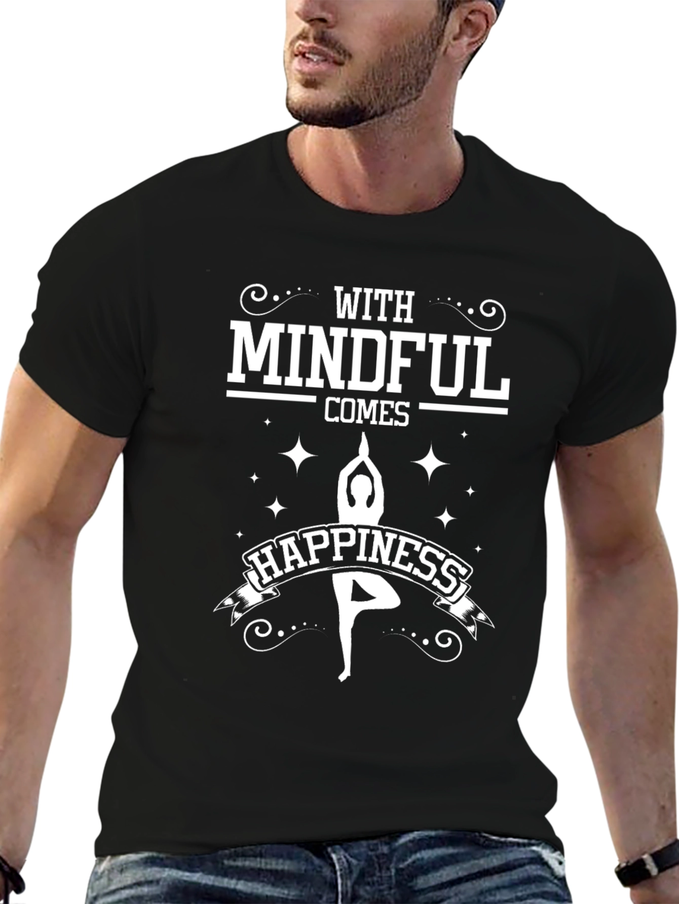 Mindful Happiness Graphic Tee - Yoga Lover Shirt