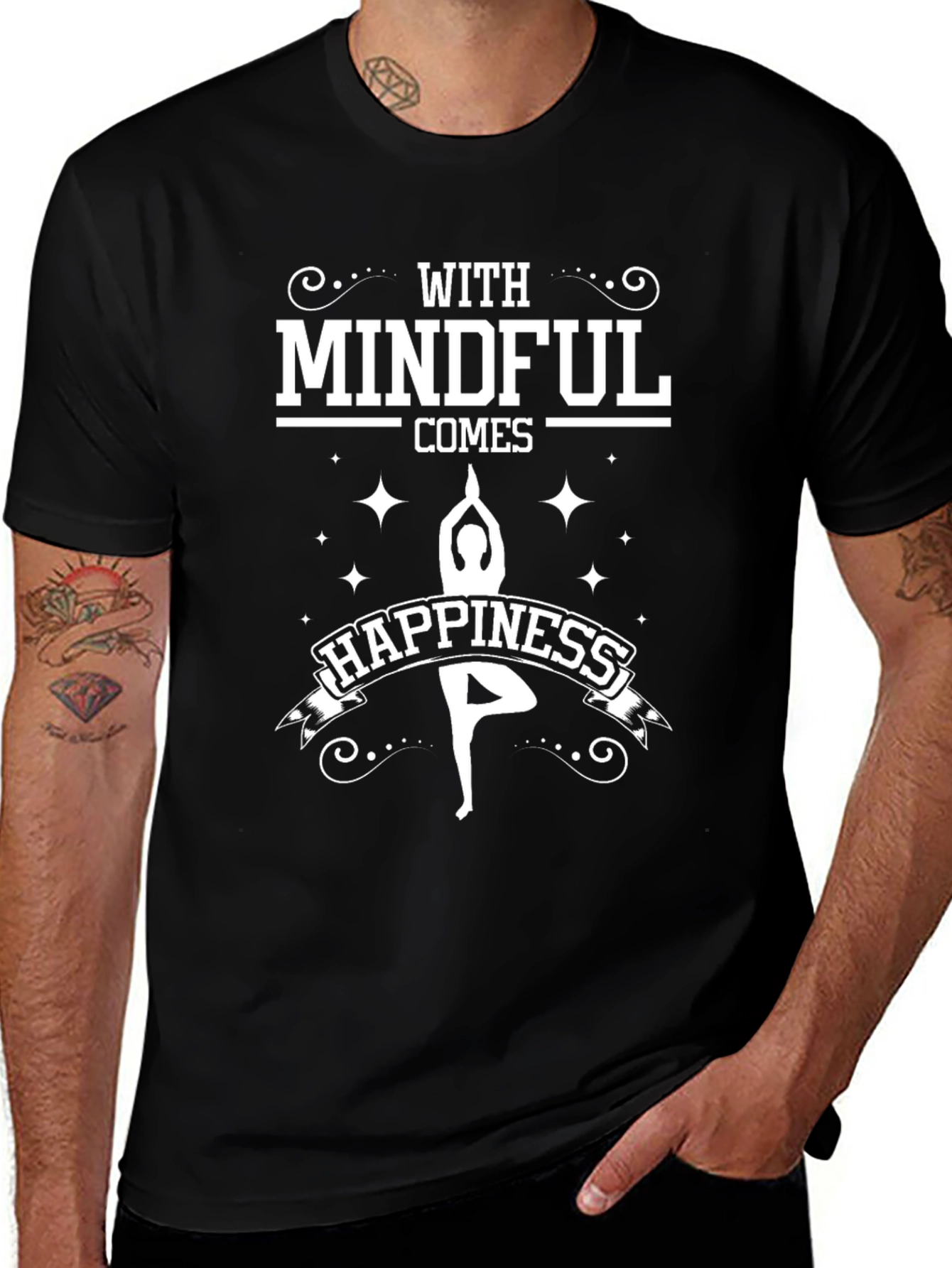 Mindful Happiness Graphic Tee - Yoga Lover Shirt