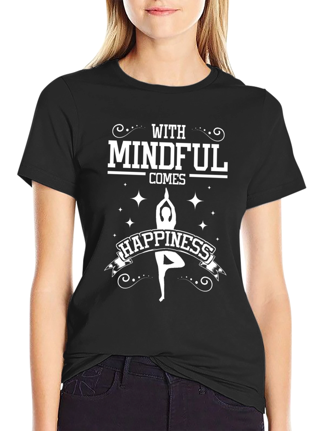 Mindful Happiness Graphic Tee - Yoga Lover Shirt