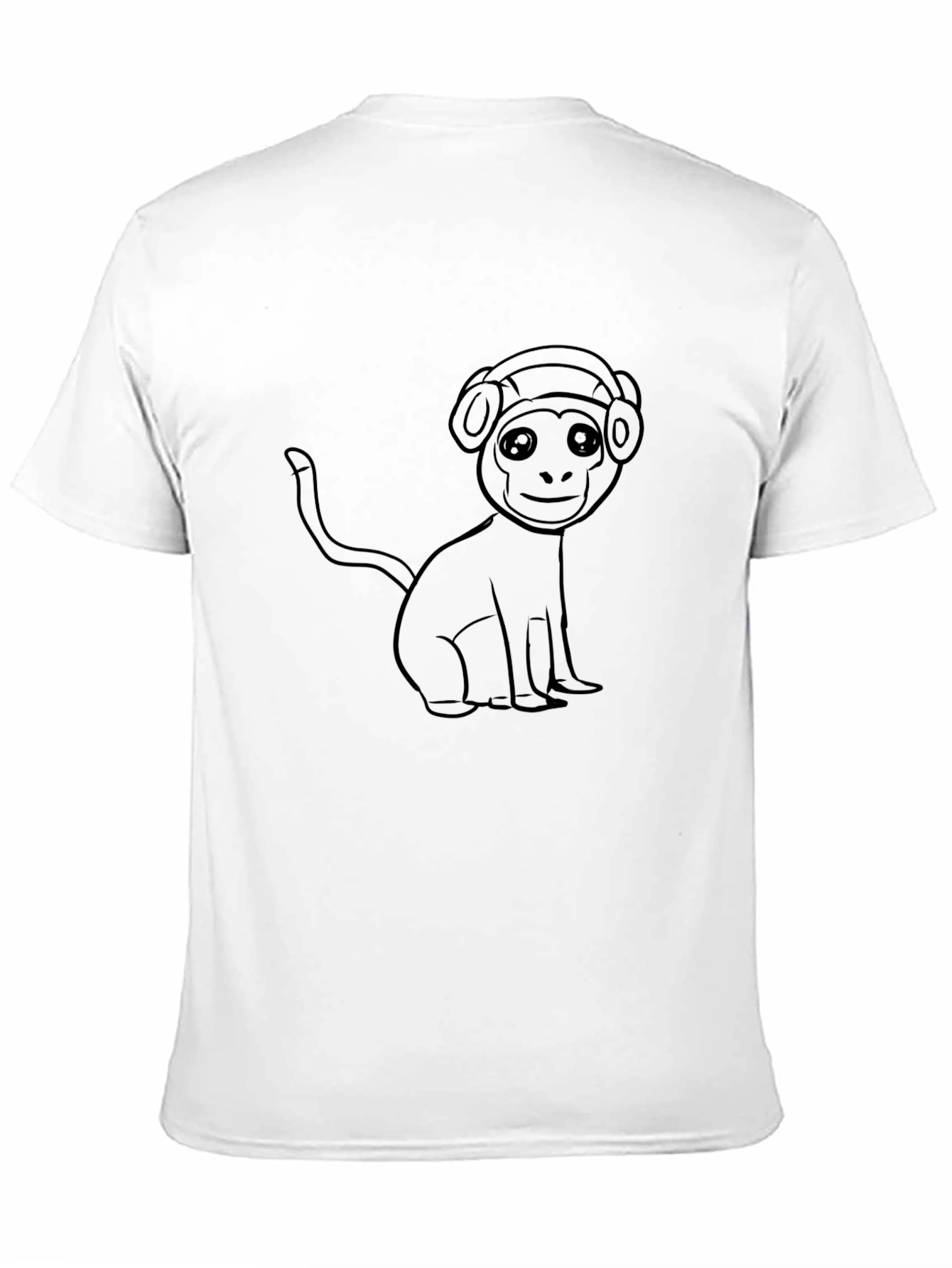 Monkey DJ Graphic Tee - Black Cotton Casual