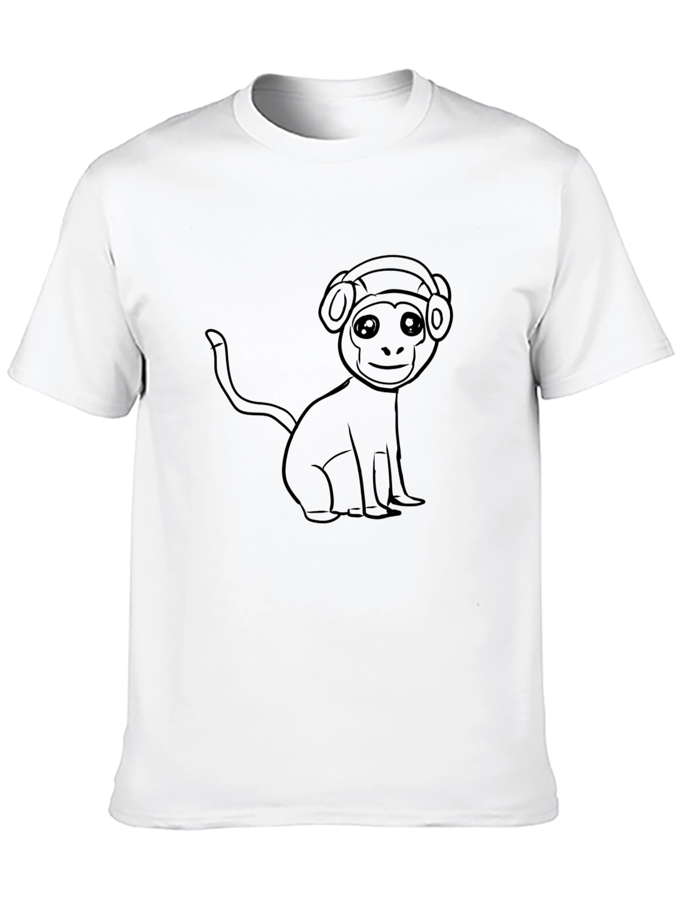 Monkey DJ Graphic Tee - Black Cotton Casual