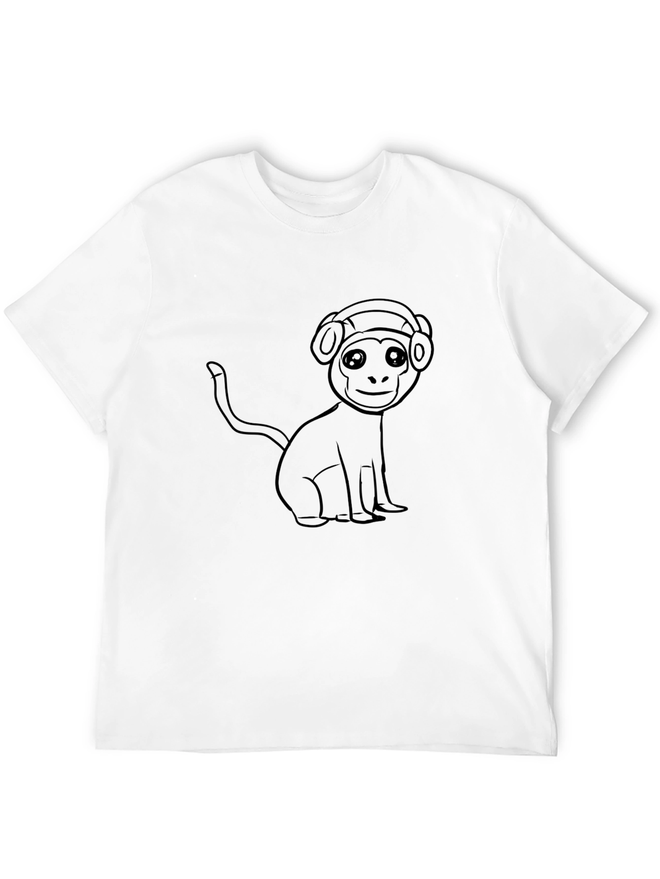 Monkey DJ Graphic Tee - Black Cotton Casual