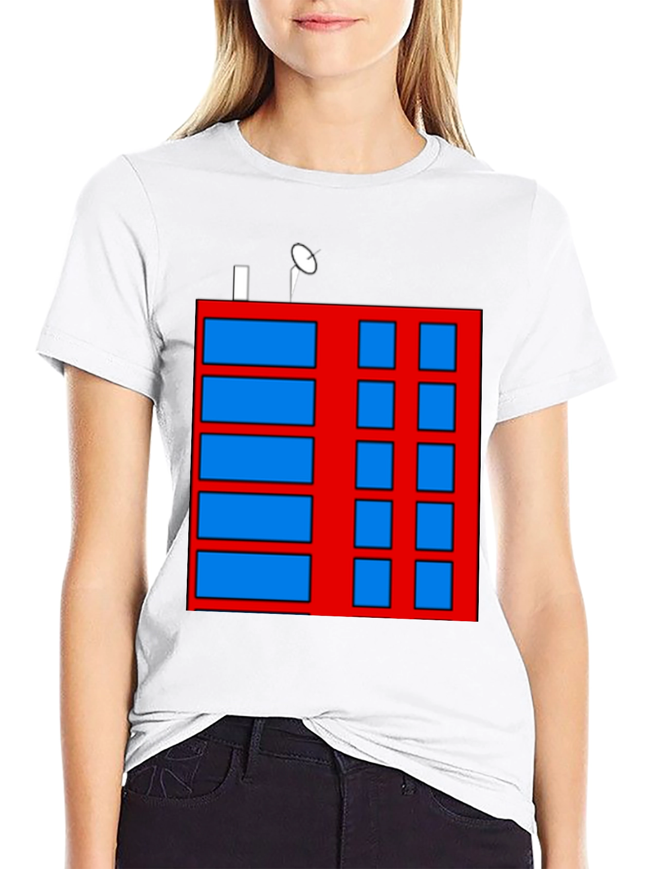 Abstract Building Graphic Tee - Black Casual Shirt