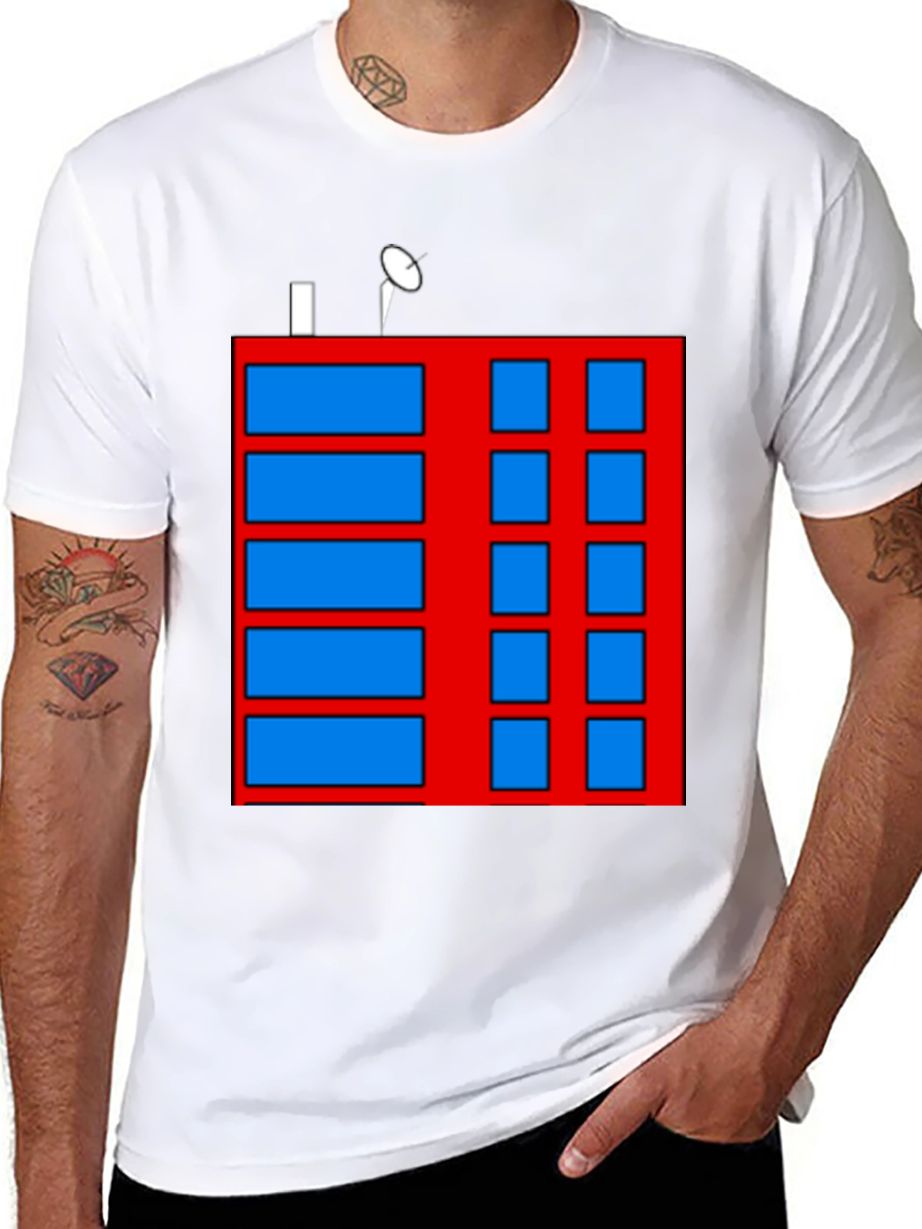 Abstract Building Graphic Tee - Black Casual Shirt