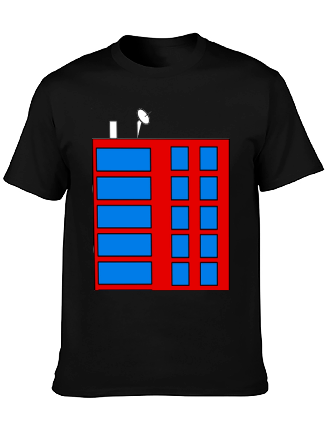 Abstract Building Graphic Tee - Black Casual Shirt