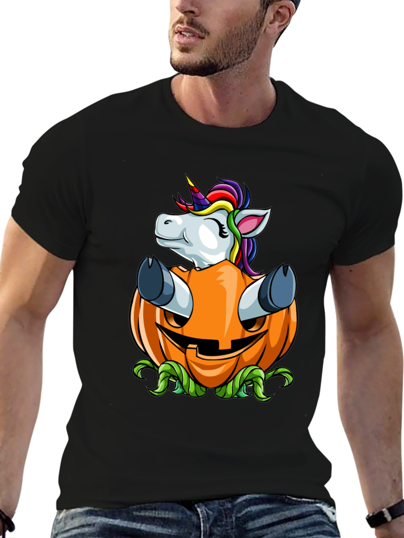 Unicorn in Pumpkin Halloween Graphic Tee