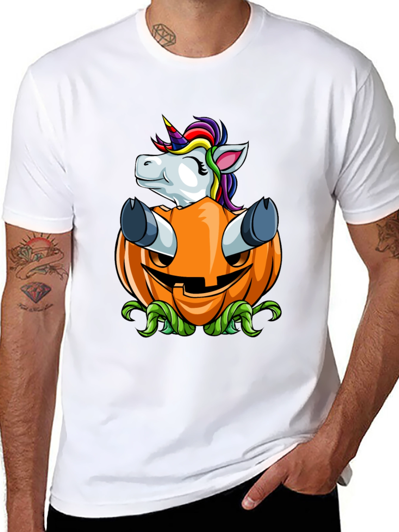 Unicorn in Pumpkin Halloween Graphic Tee