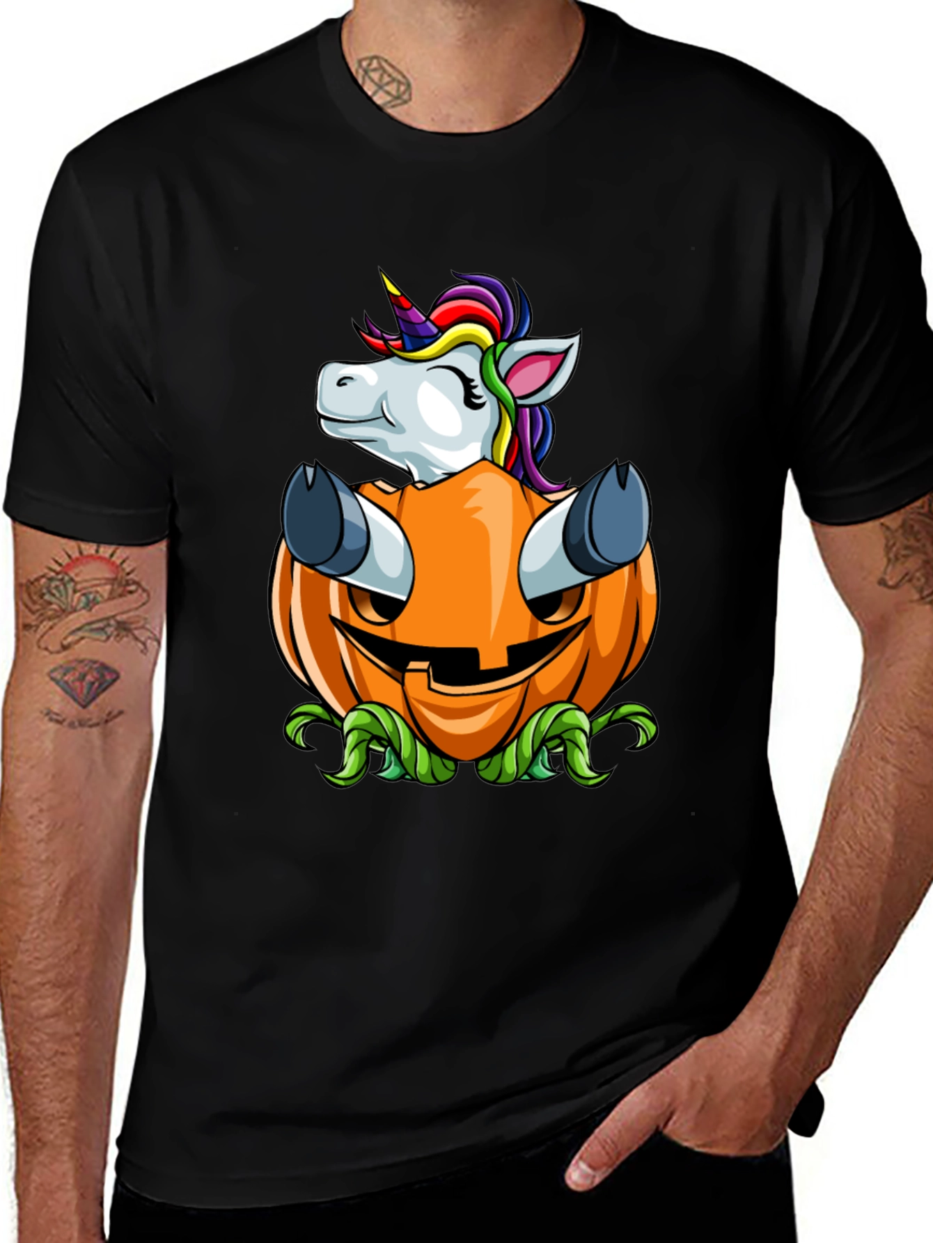 Unicorn in Pumpkin Halloween Graphic Tee