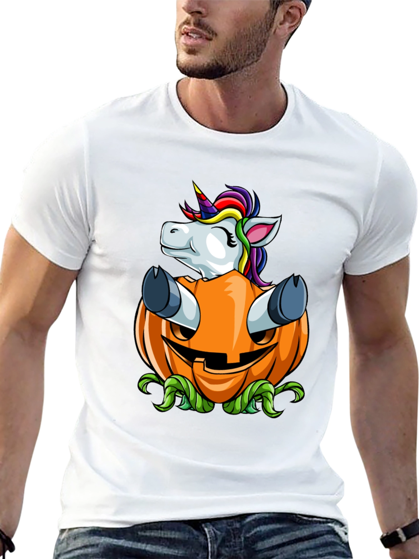 Unicorn in Pumpkin Halloween Graphic Tee