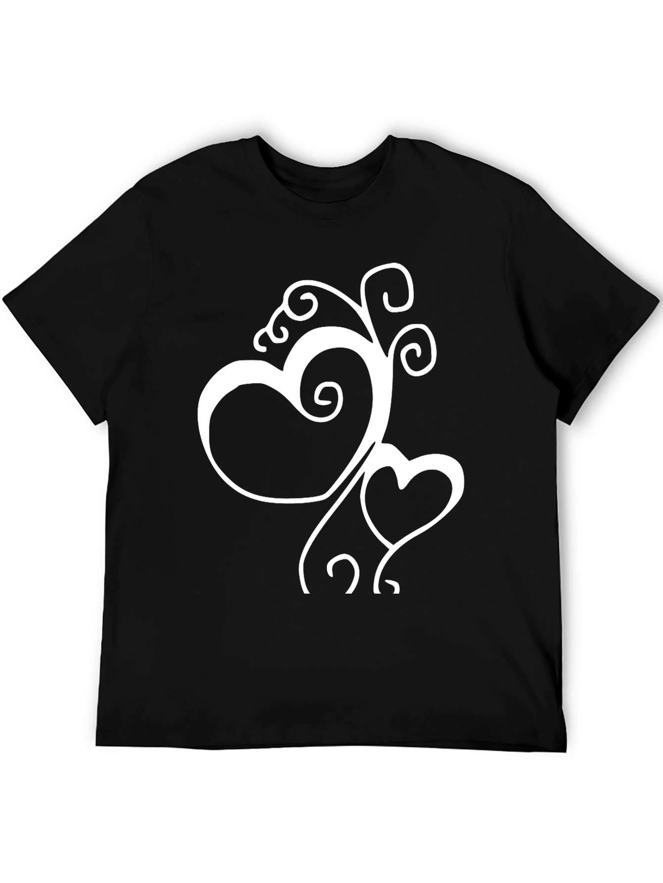 Heart Swirl Graphic Tee - Black Casual Shirt