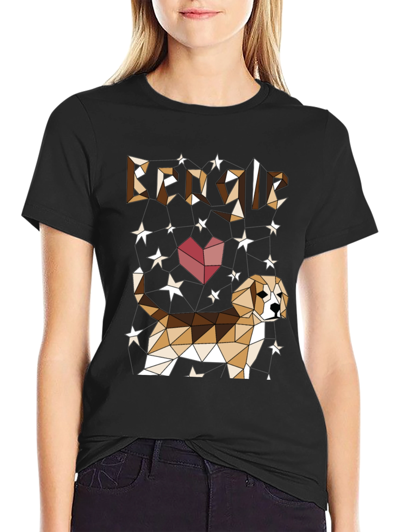 Geometric Beagle Dog Graphic T-Shirt