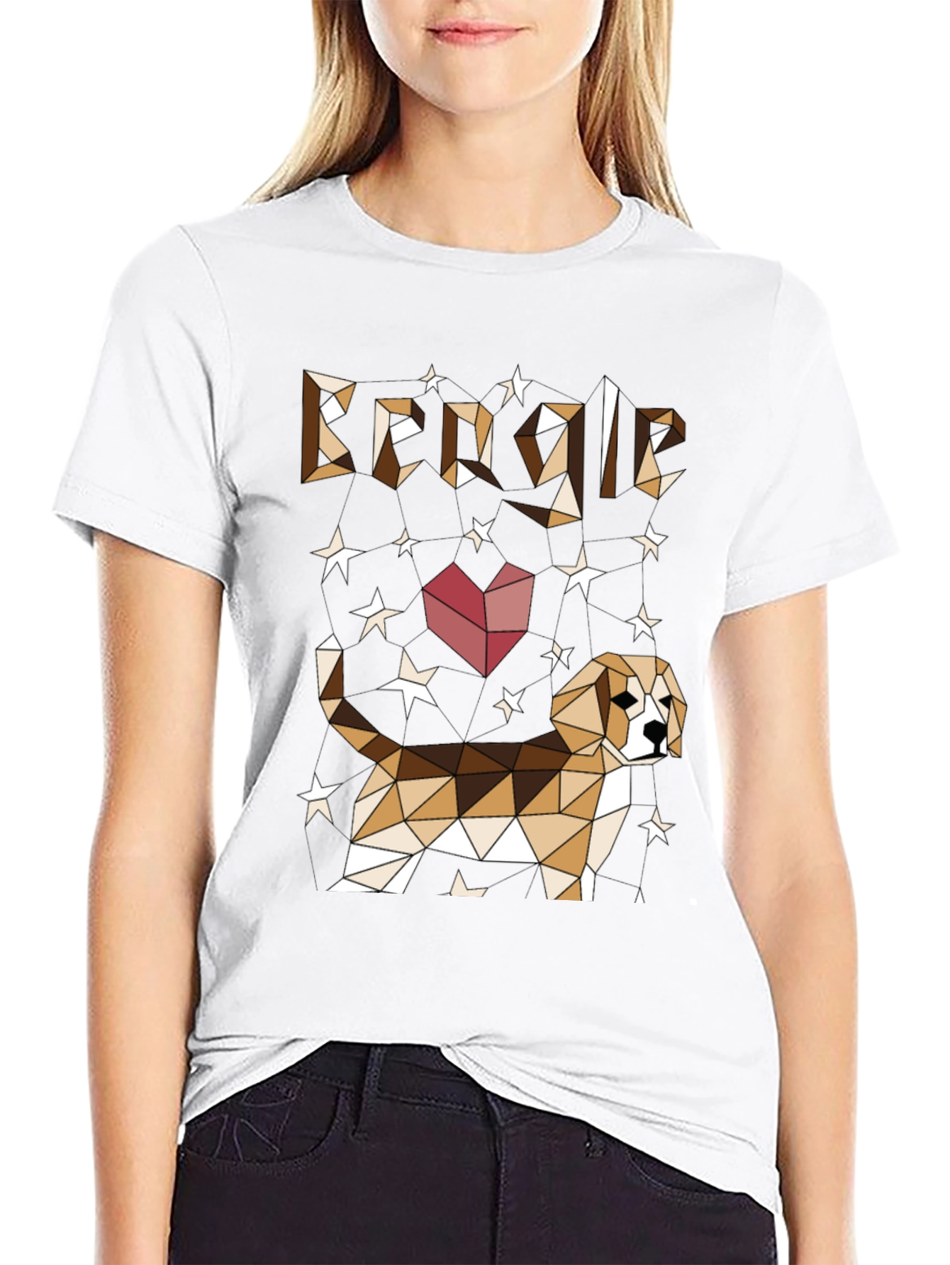 Geometric Beagle Dog Graphic T-Shirt