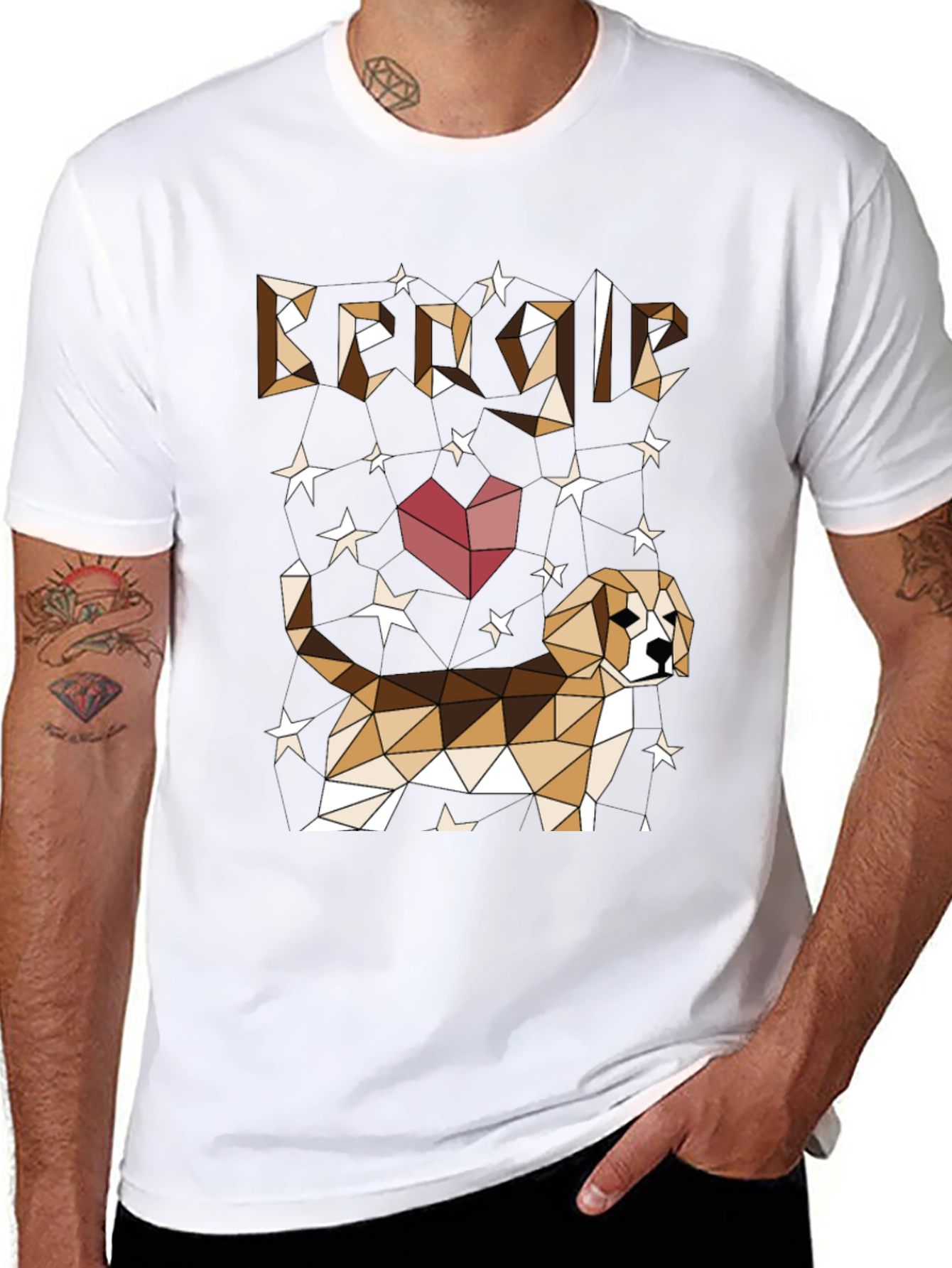 Geometric Beagle Dog Graphic T-Shirt