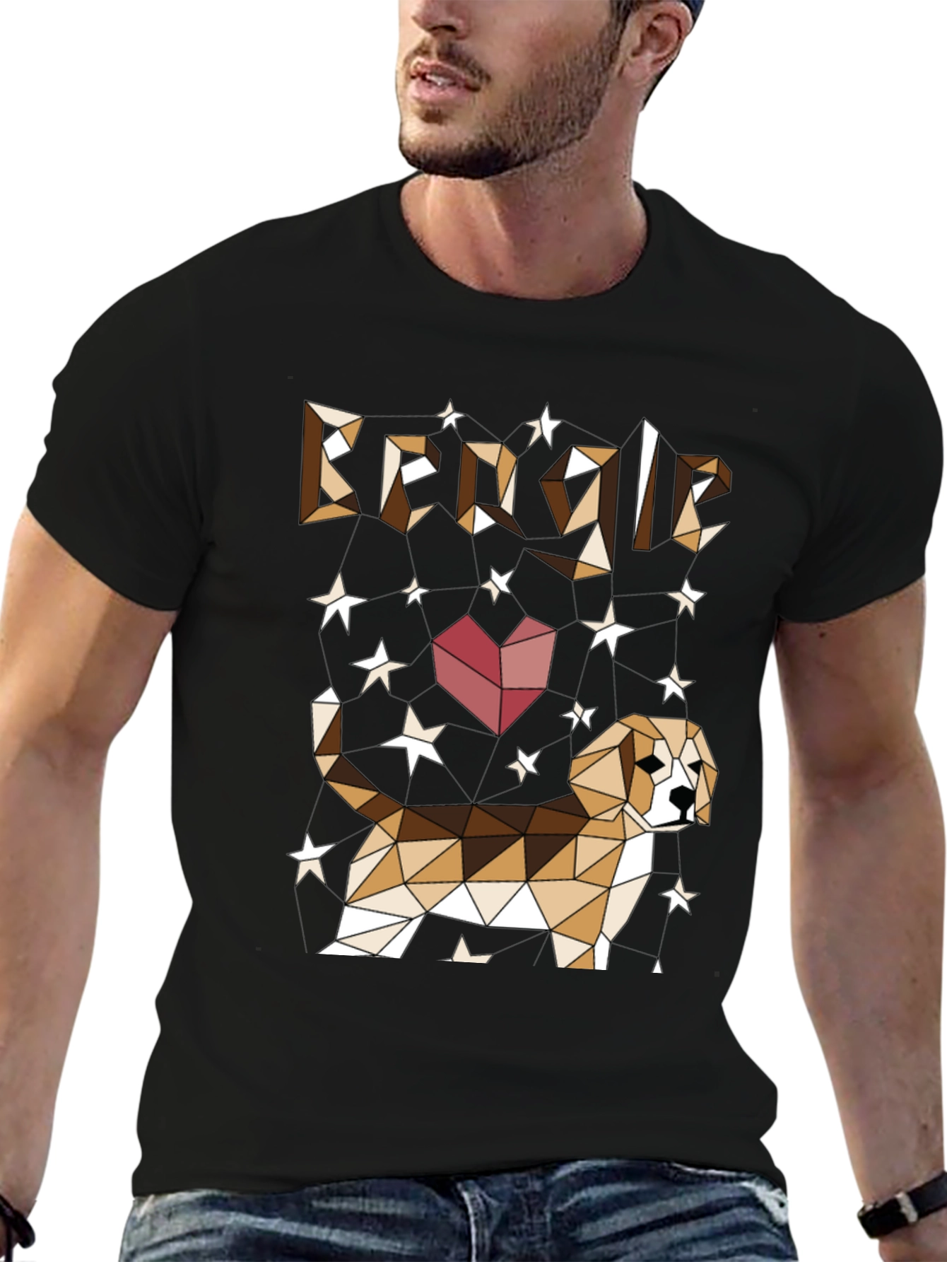 Geometric Beagle Dog Graphic T-Shirt