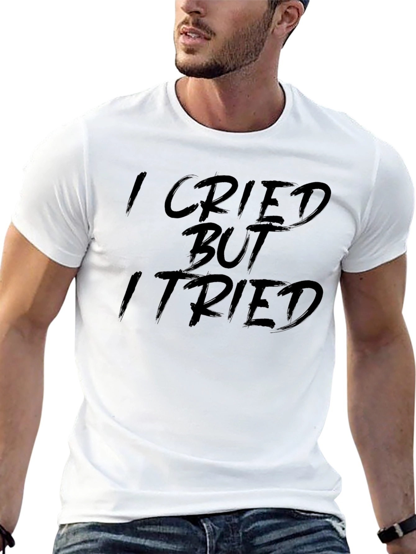 I Cried But I Tried Graphic Tee - Black