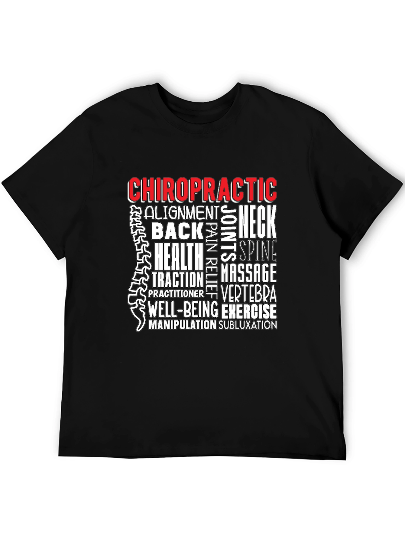 Chiropractic Word Art Black T-Shirt
