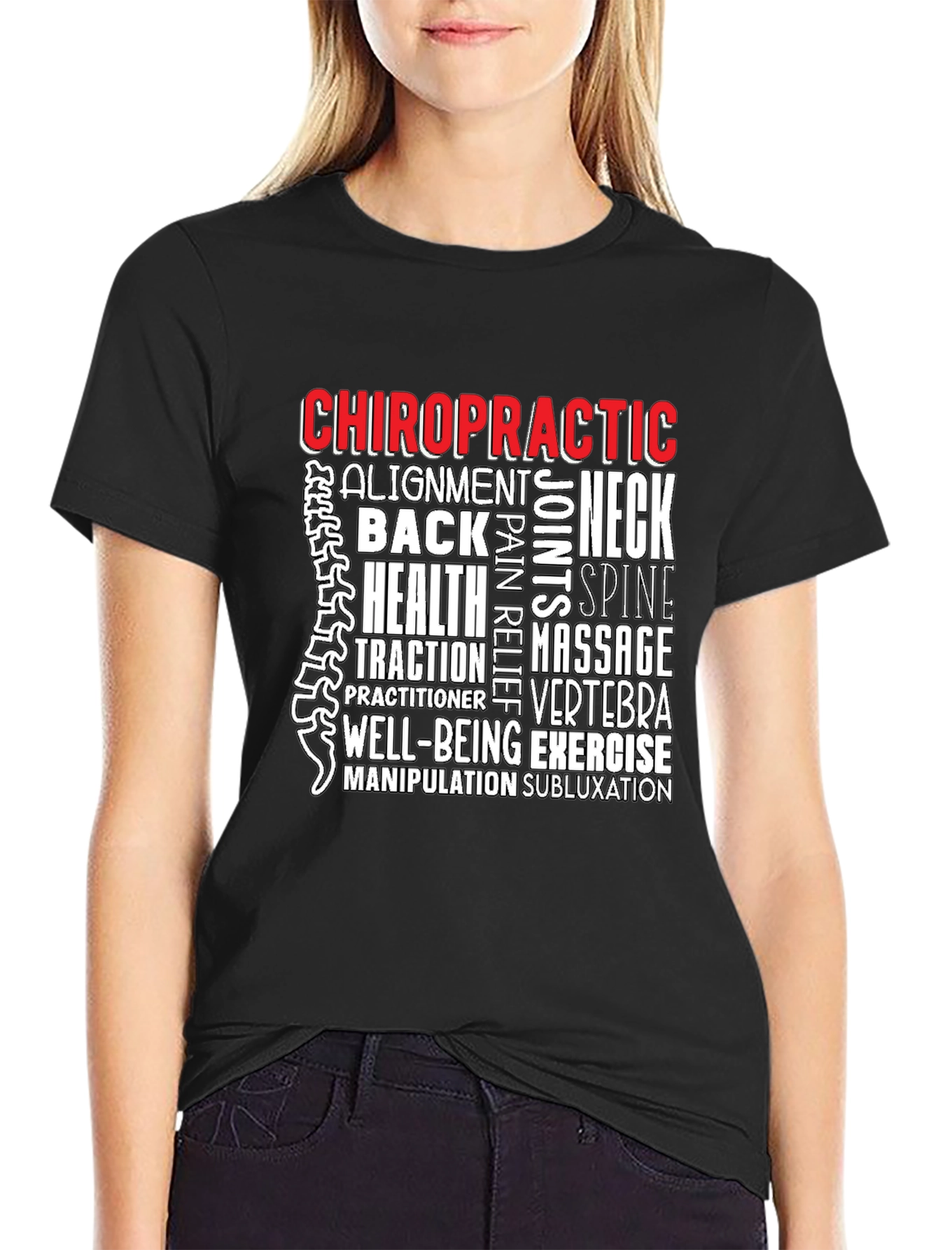 Chiropractic Word Art Black T-Shirt