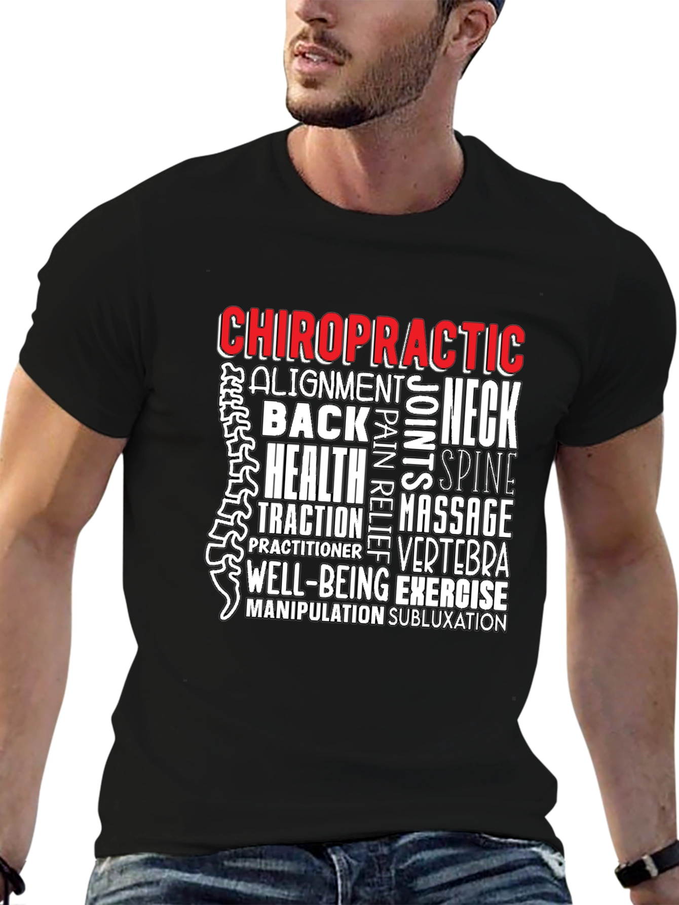 Chiropractic Word Art Black T-Shirt