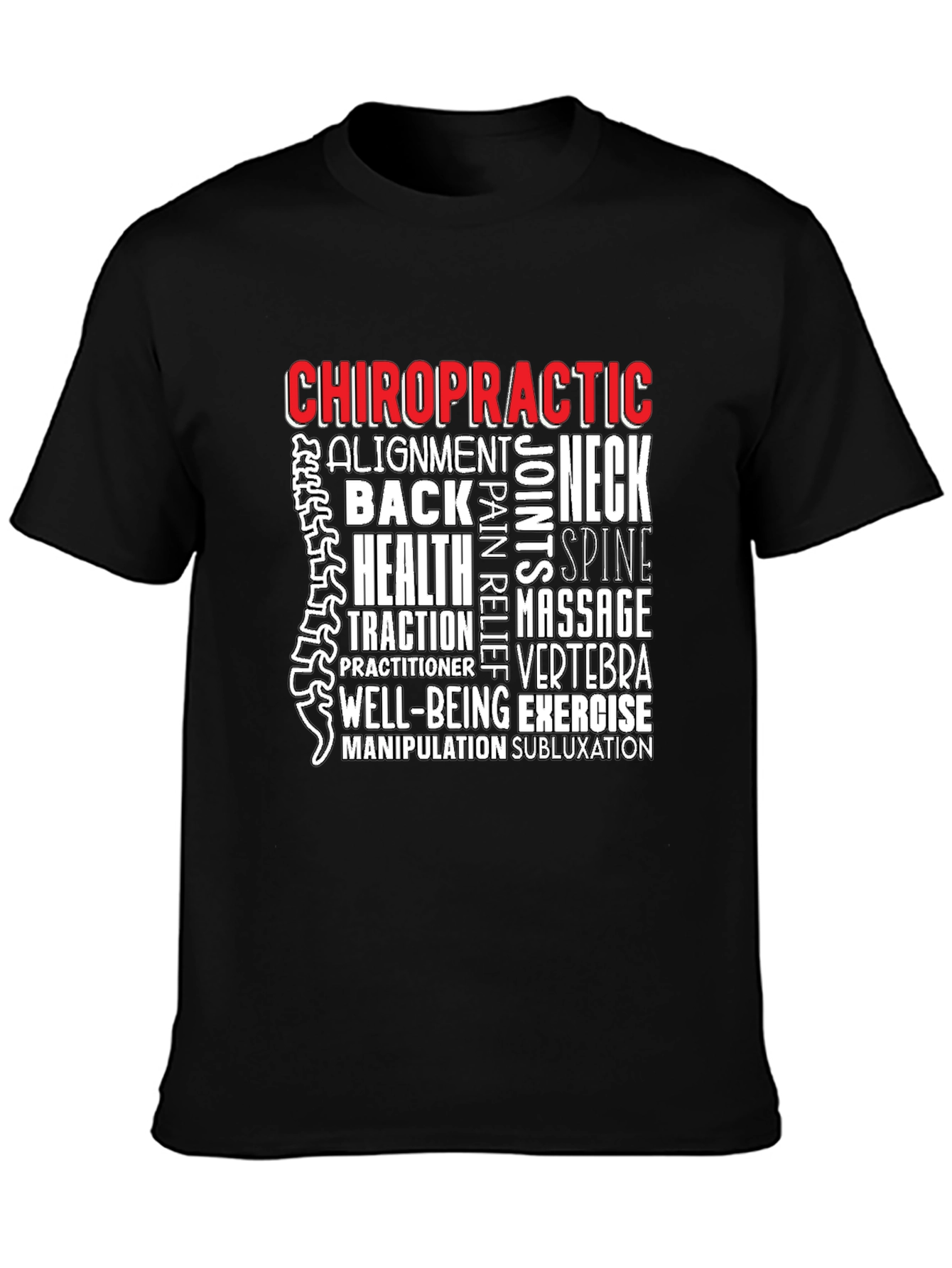 Chiropractic Word Art Black T-Shirt