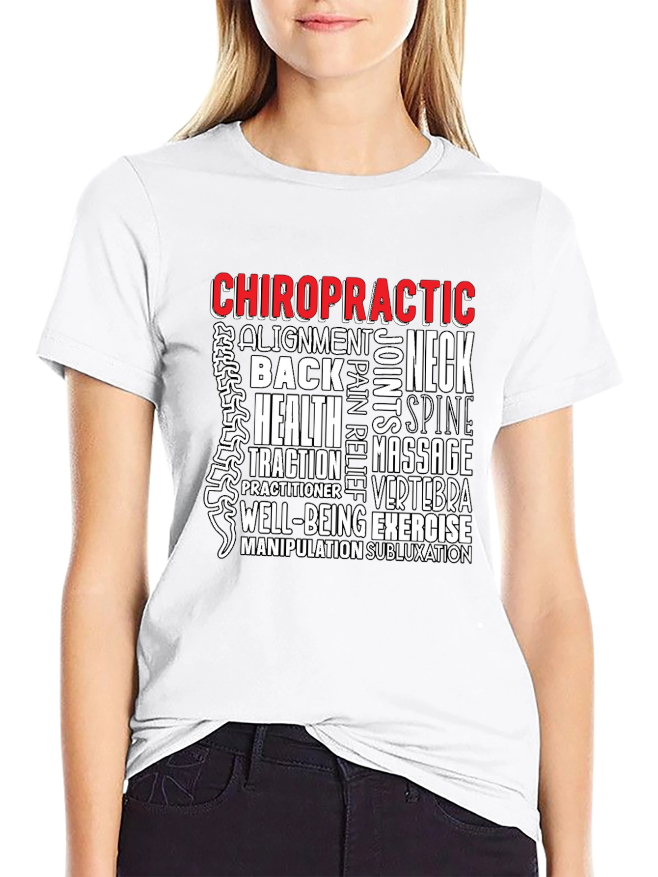 Chiropractic Word Art Black T-Shirt