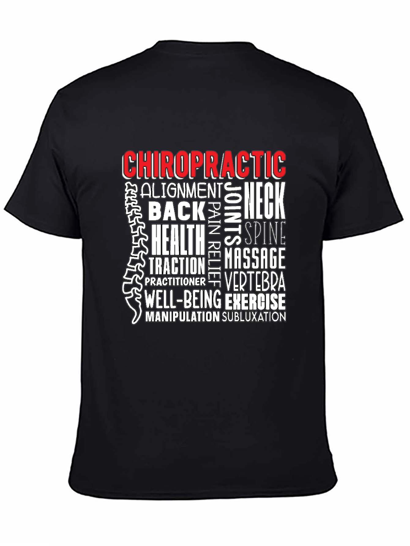 Chiropractic Word Art Black T-Shirt