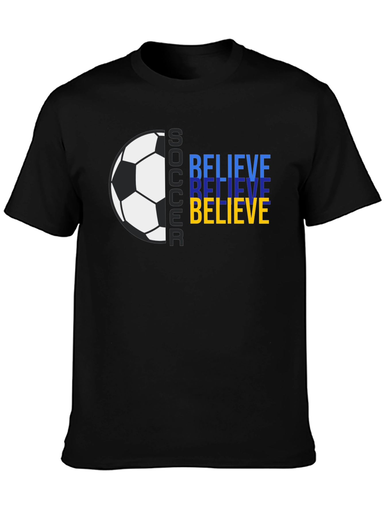 Believe Soccer Graphic Tee - Black Cotton T-Shirt