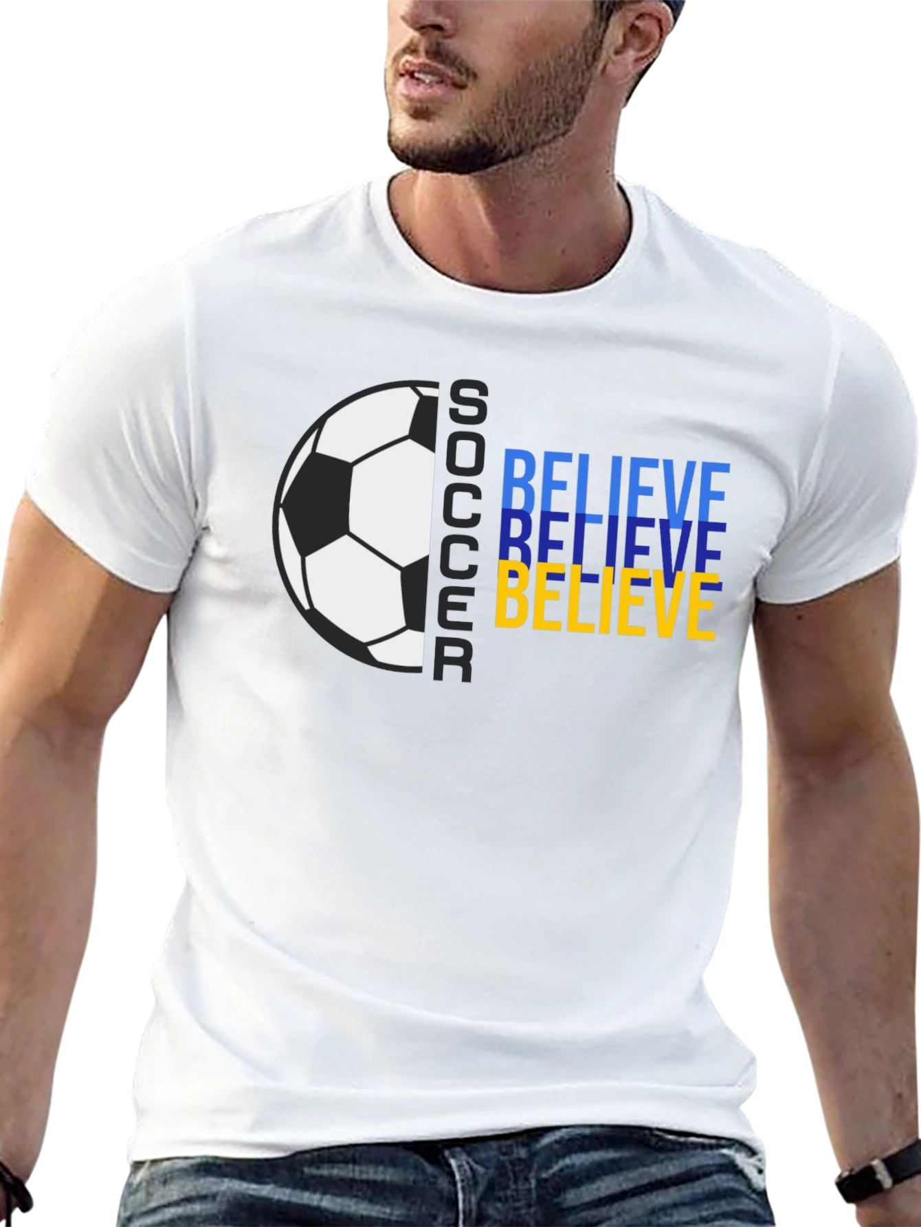 Believe Soccer Graphic Tee - Black Cotton T-Shirt
