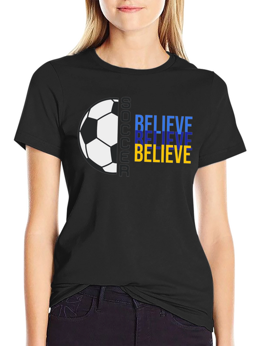 Believe Soccer Graphic Tee - Black Cotton T-Shirt