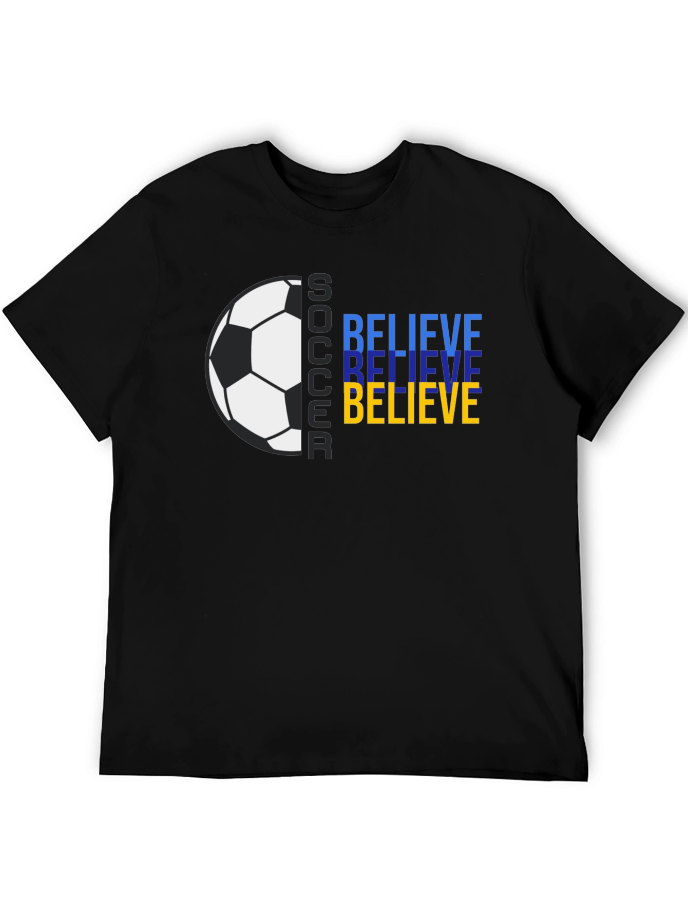 Believe Soccer Graphic Tee - Black Cotton T-Shirt
