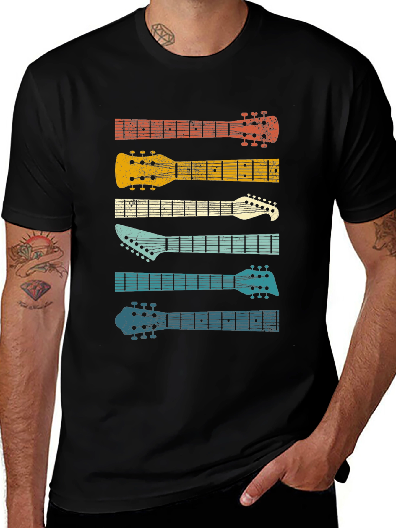 Retro Guitar Head T-Shirt - Music Lover Tee