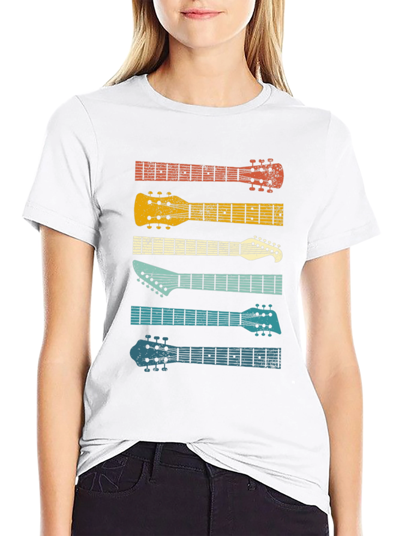 Retro Guitar Head T-Shirt - Music Lover Tee