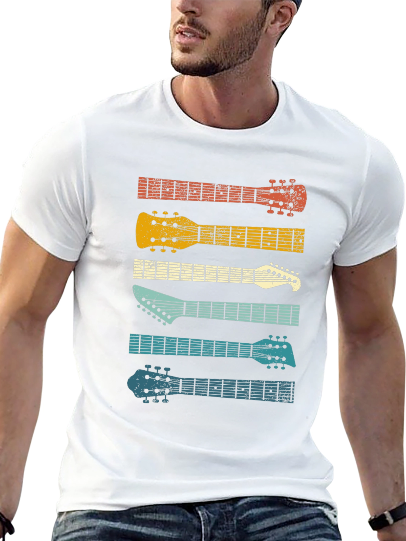 Retro Guitar Head T-Shirt - Music Lover Tee