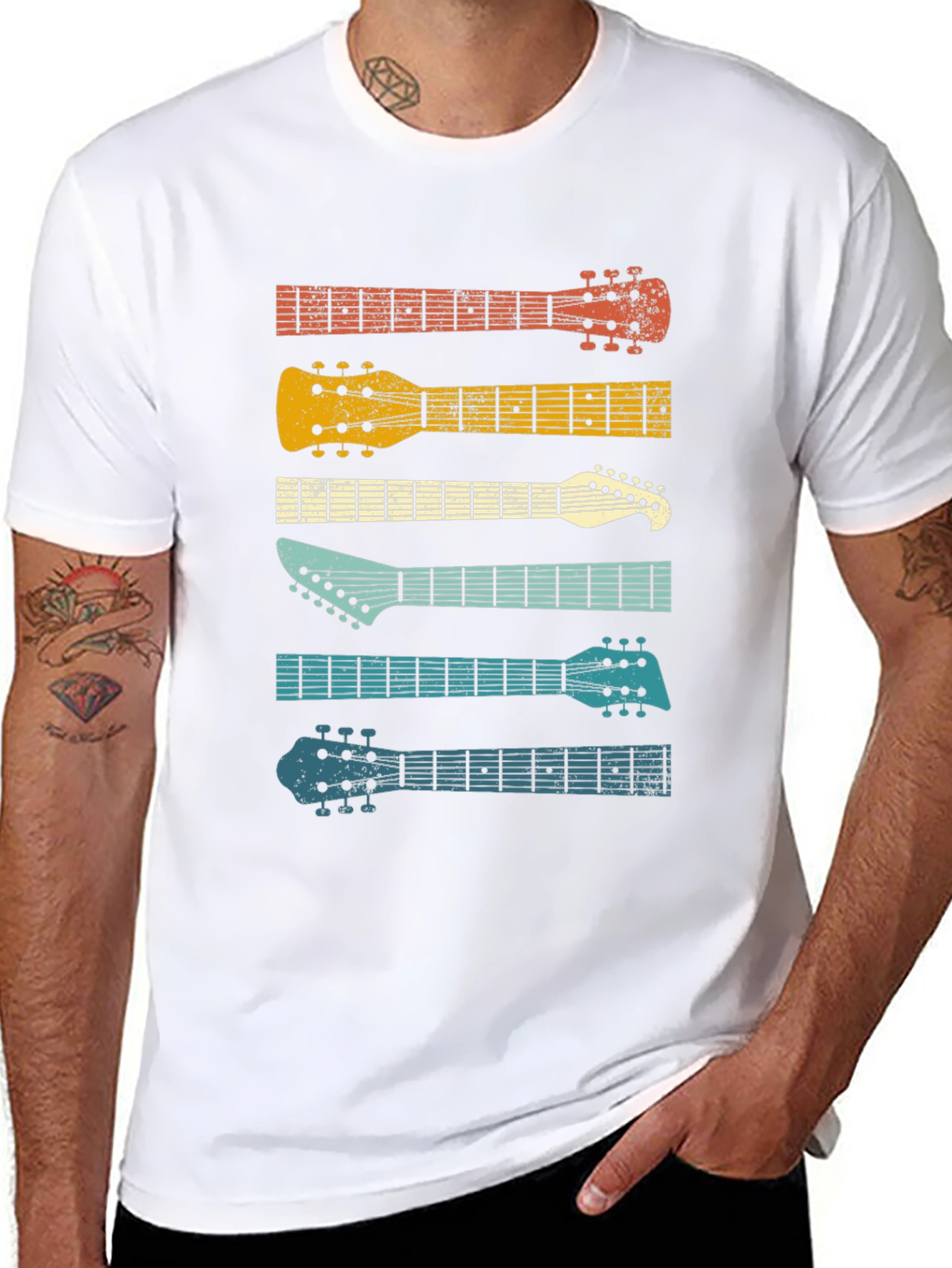 Retro Guitar Head T-Shirt - Music Lover Tee