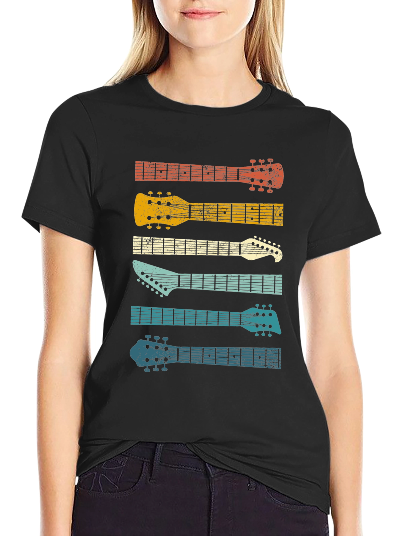 Retro Guitar Head T-Shirt - Music Lover Tee