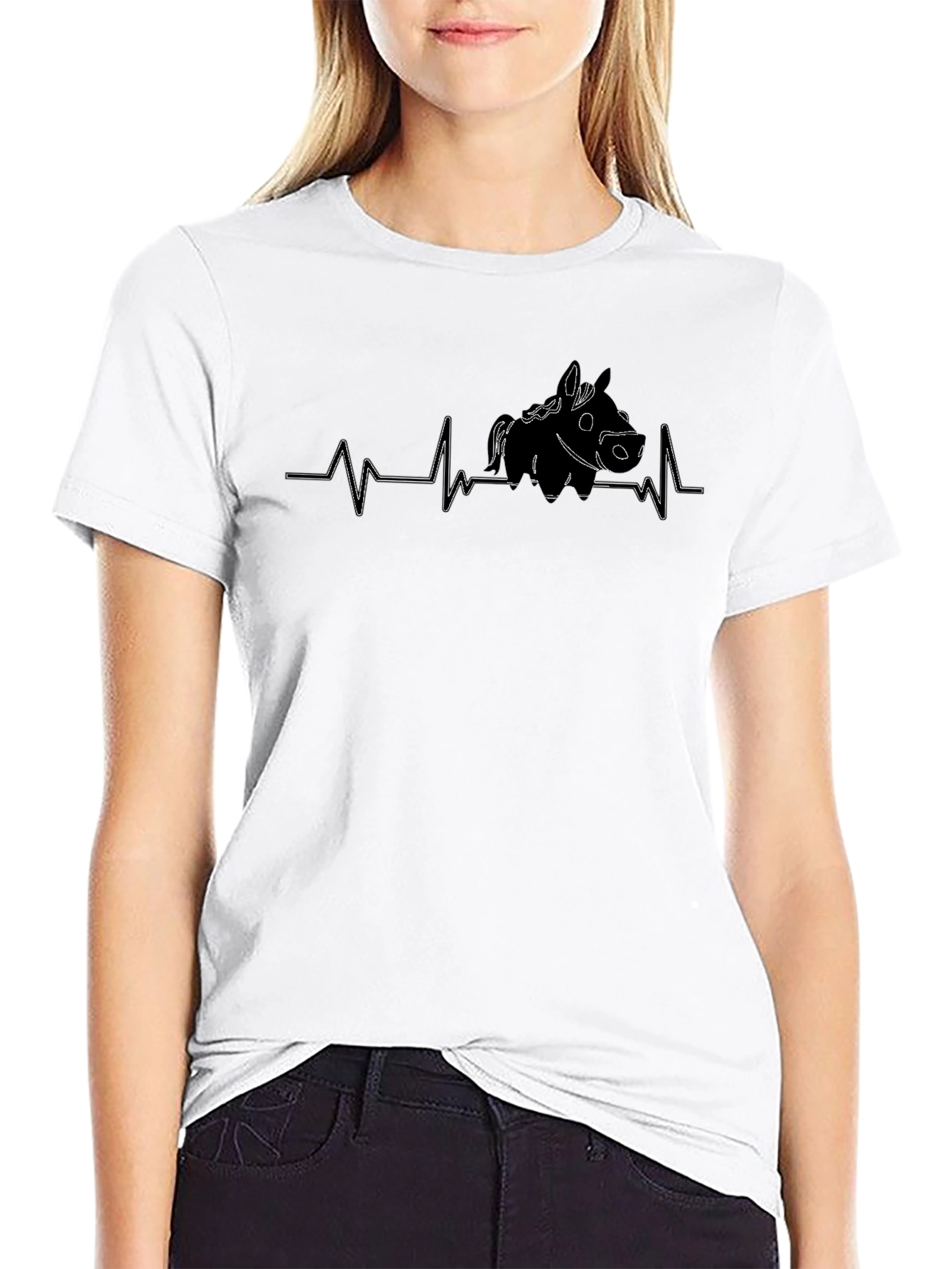 Equine Heartbeat Graphic Tee - Black