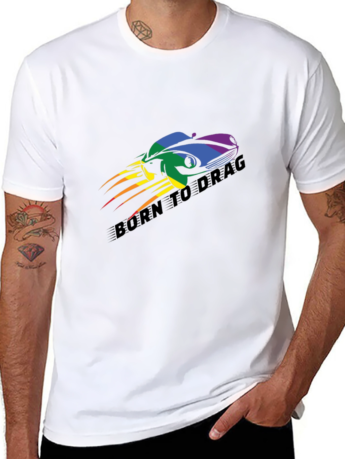 Born to Drag Rainbow Car T-Shirt