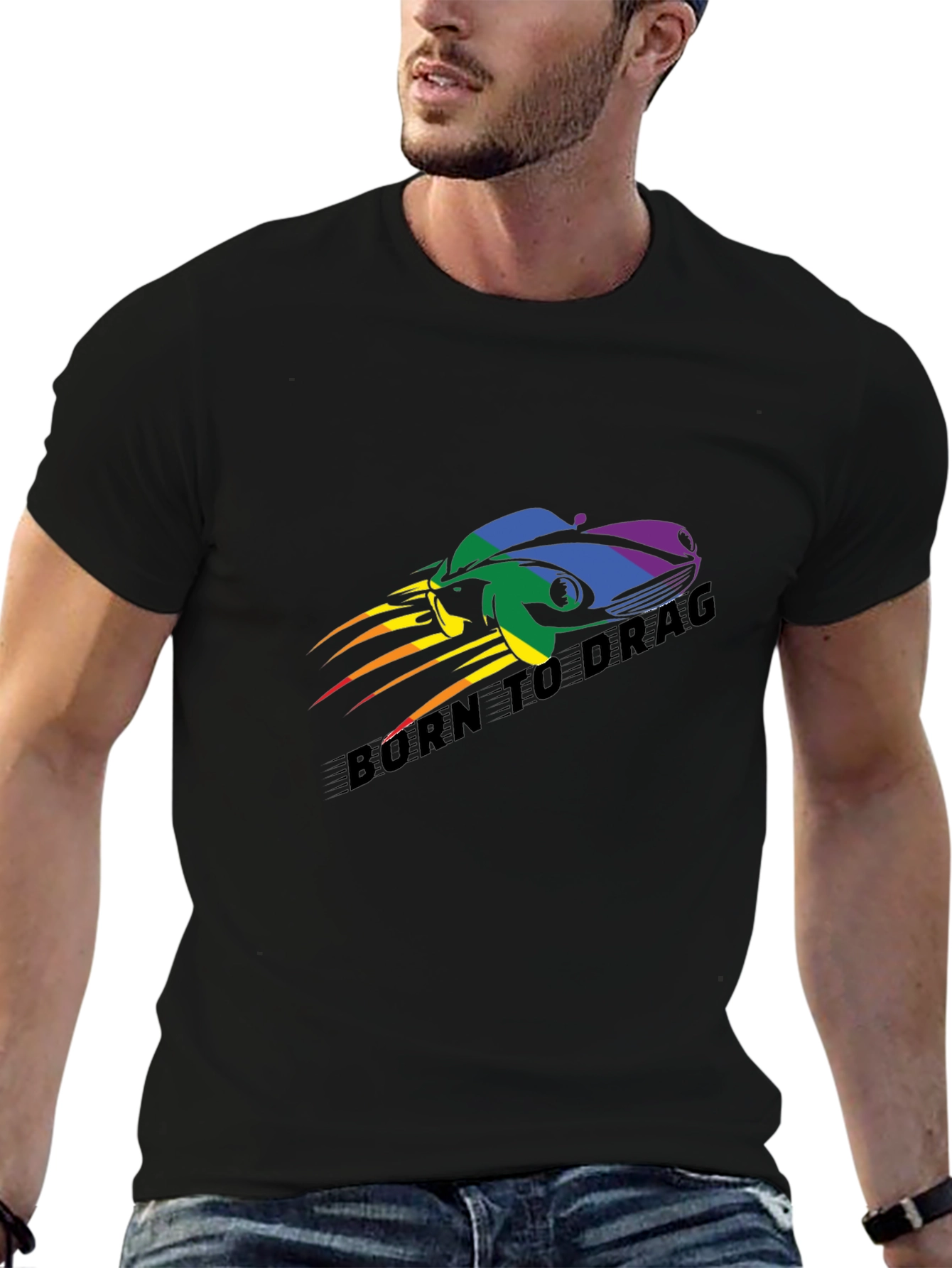 Born to Drag Rainbow Car T-Shirt