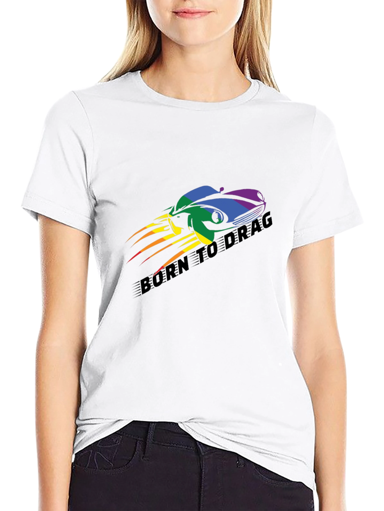 Born to Drag Rainbow Car T-Shirt