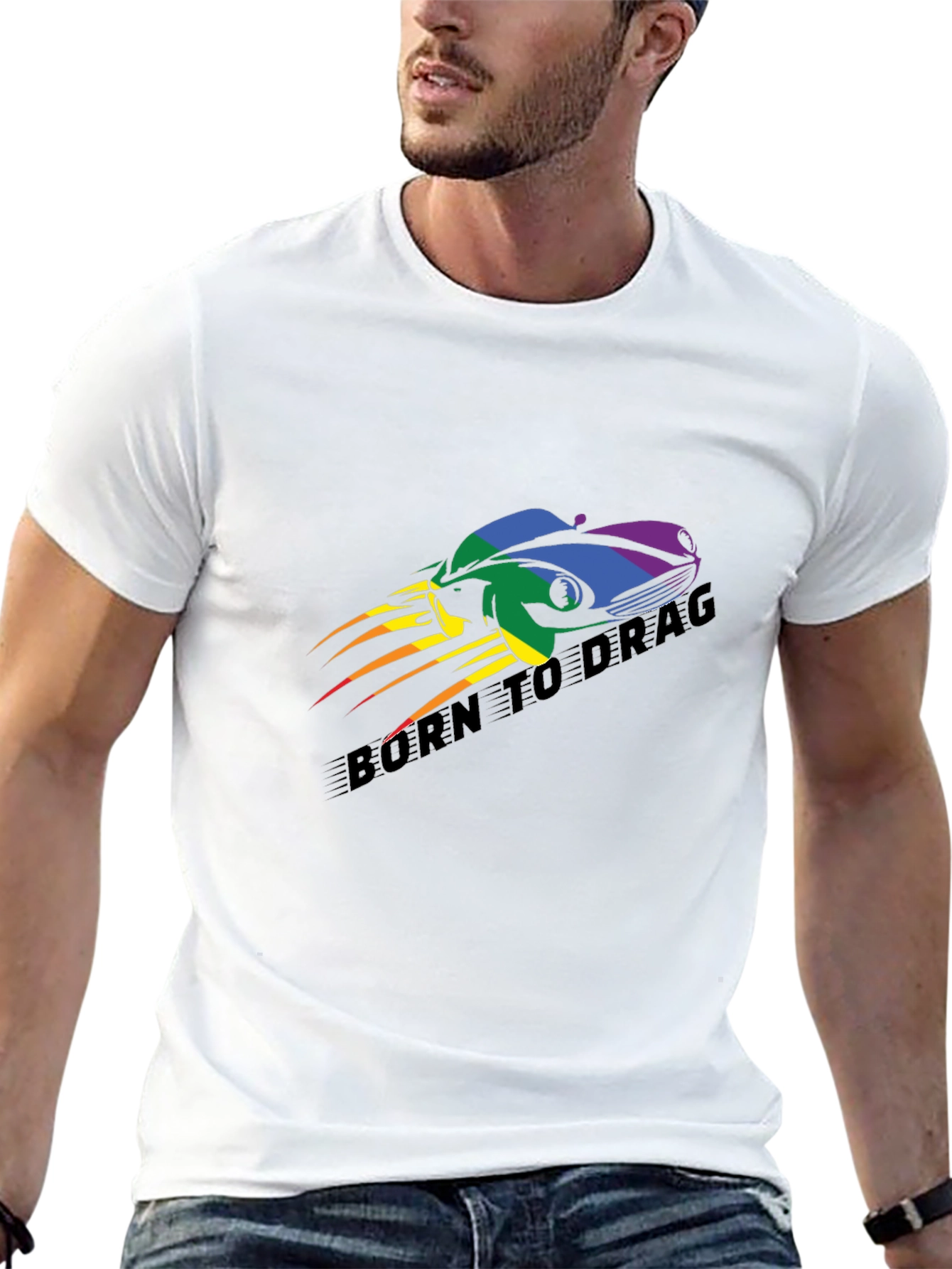 Born to Drag Rainbow Car T-Shirt