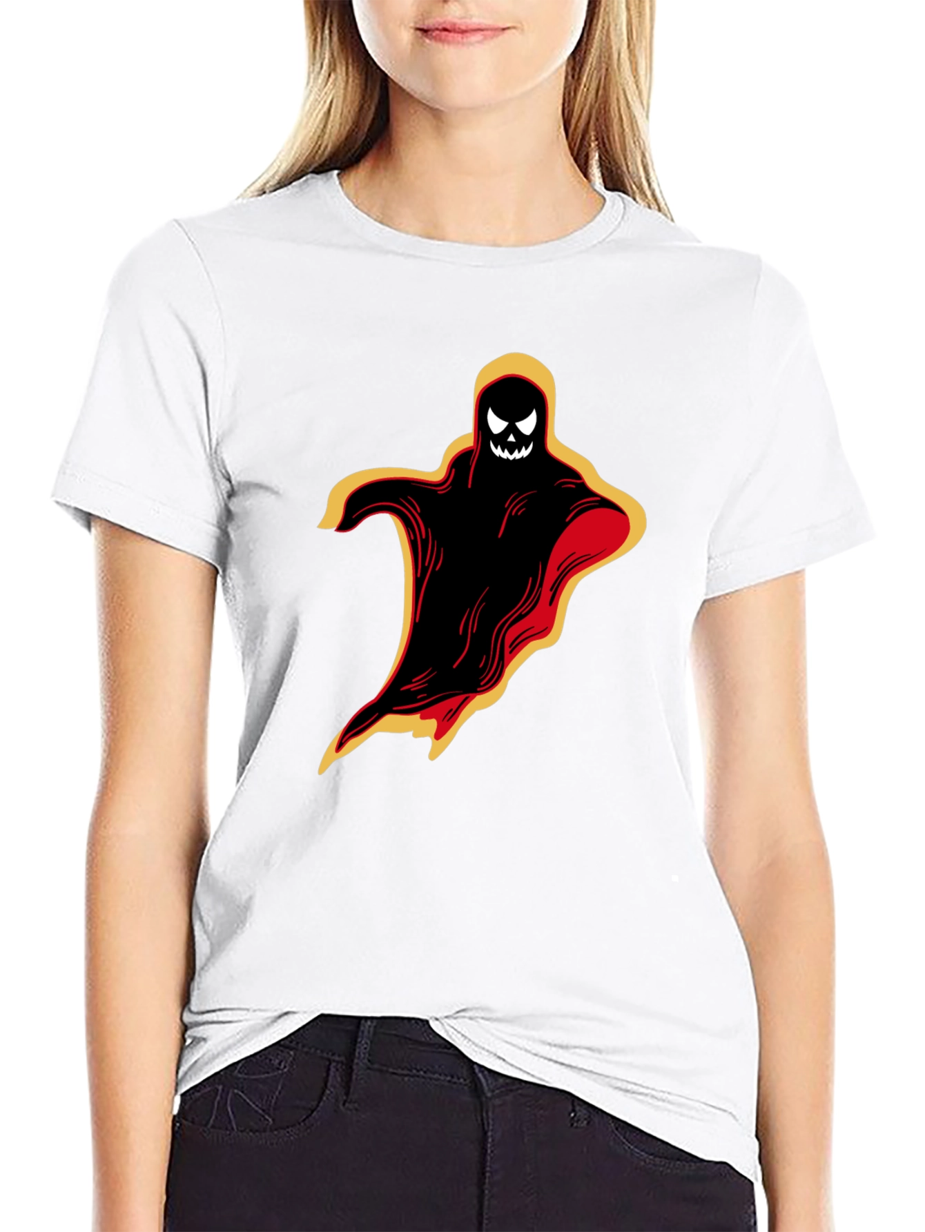 Halloween Ghost Graphic Tee - Spooky Black T-Shirt