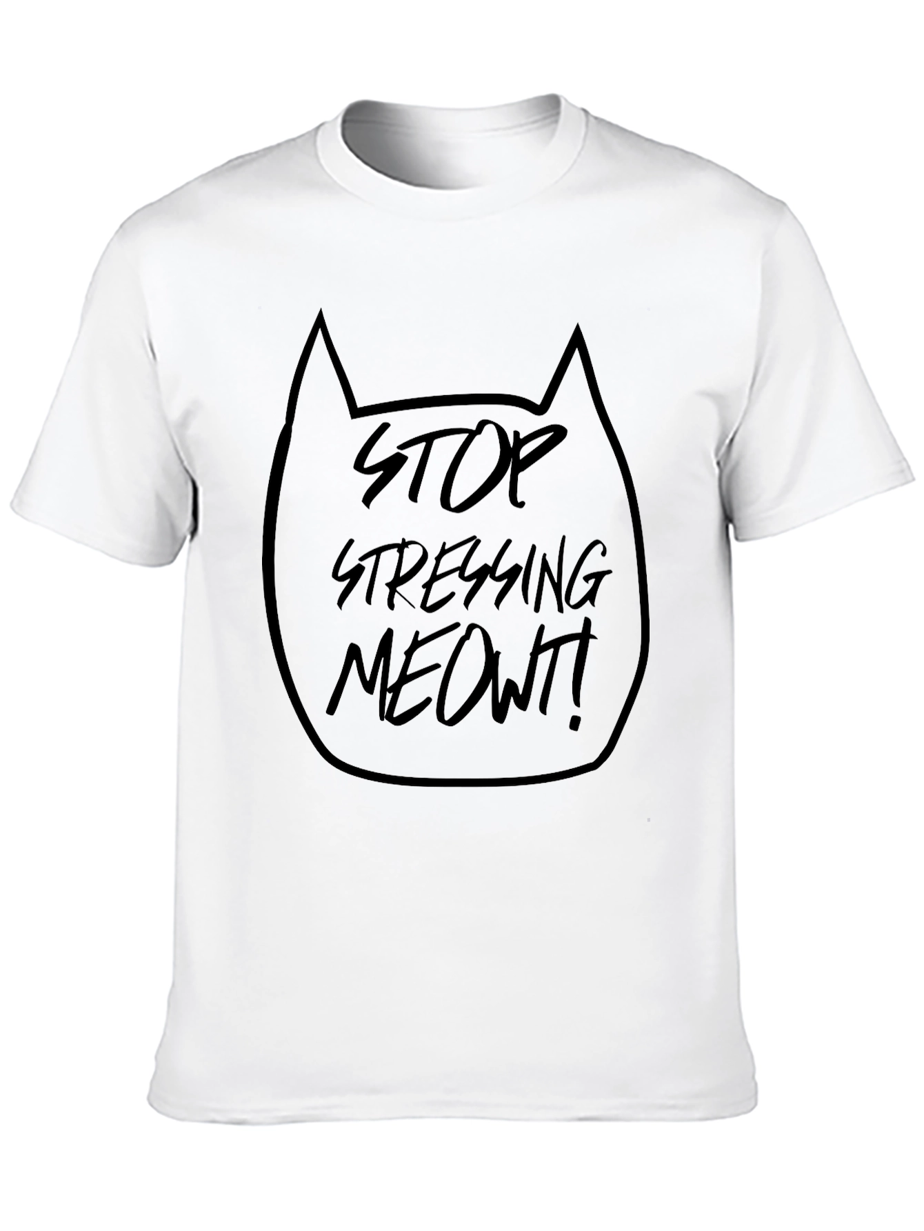 Stop Stressing Meowt! Black Graphic T-Shirt