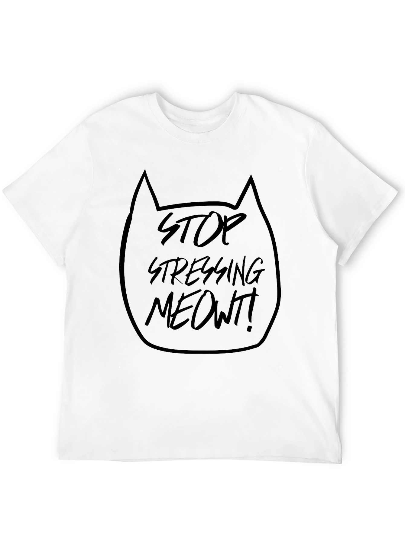 Stop Stressing Meowt! Black Graphic T-Shirt
