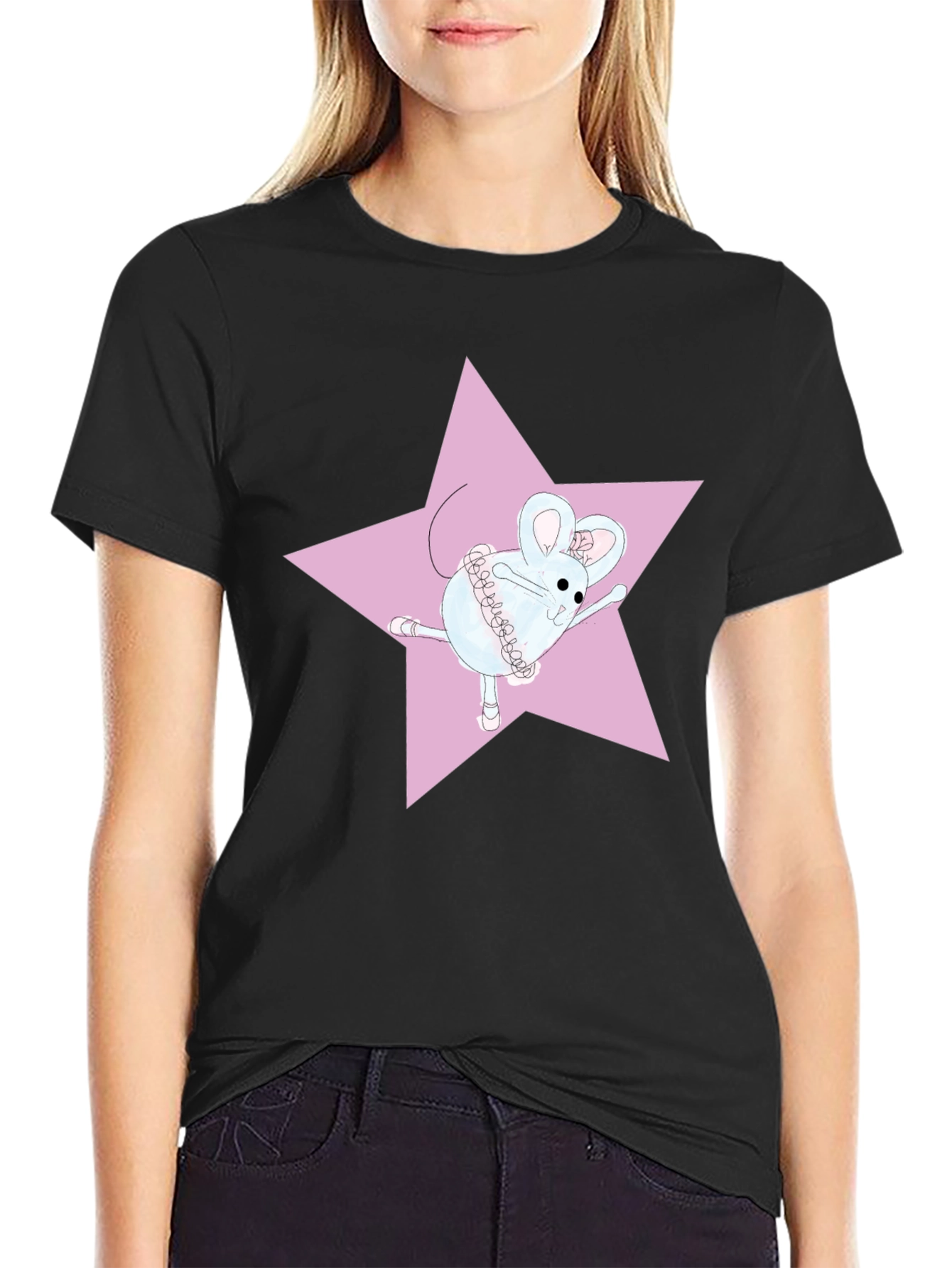 Ballerina Mouse T-Shirt - Pink Star Design